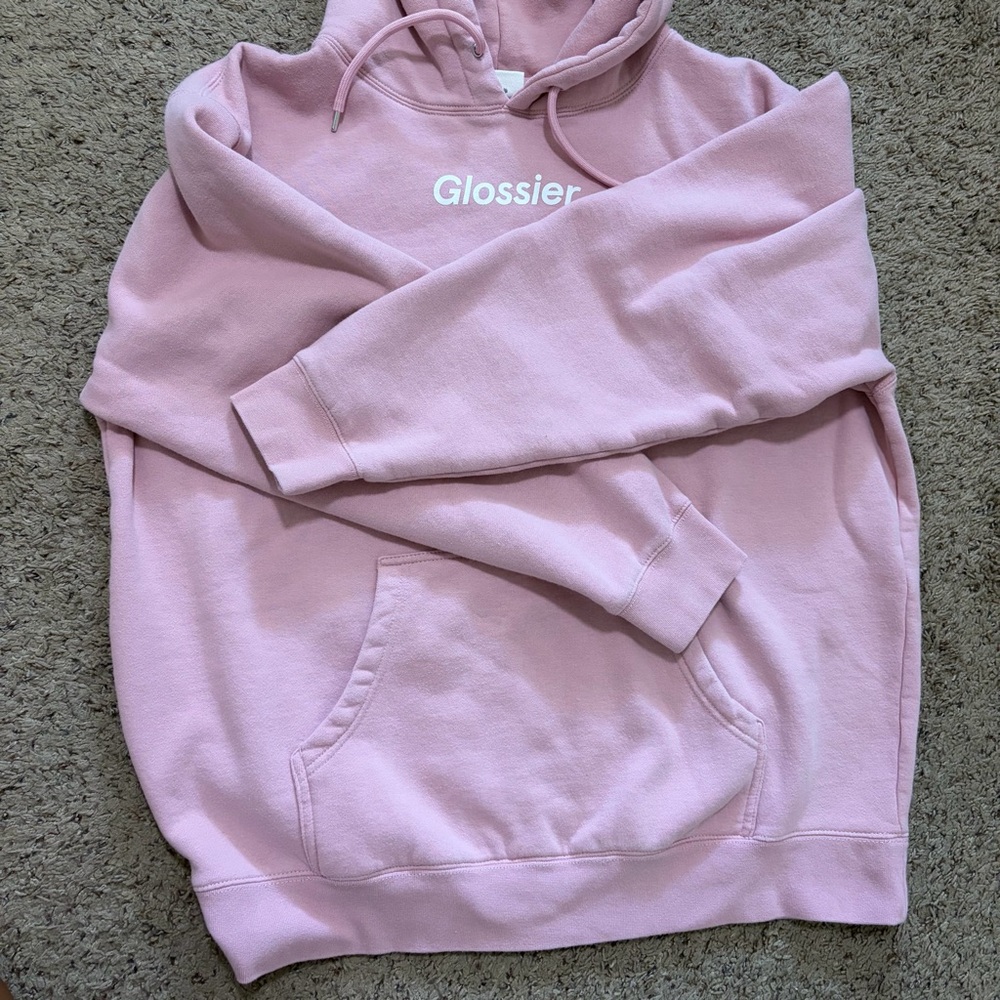Glossier Pink Hoodie Size L - Picture 8 of 9